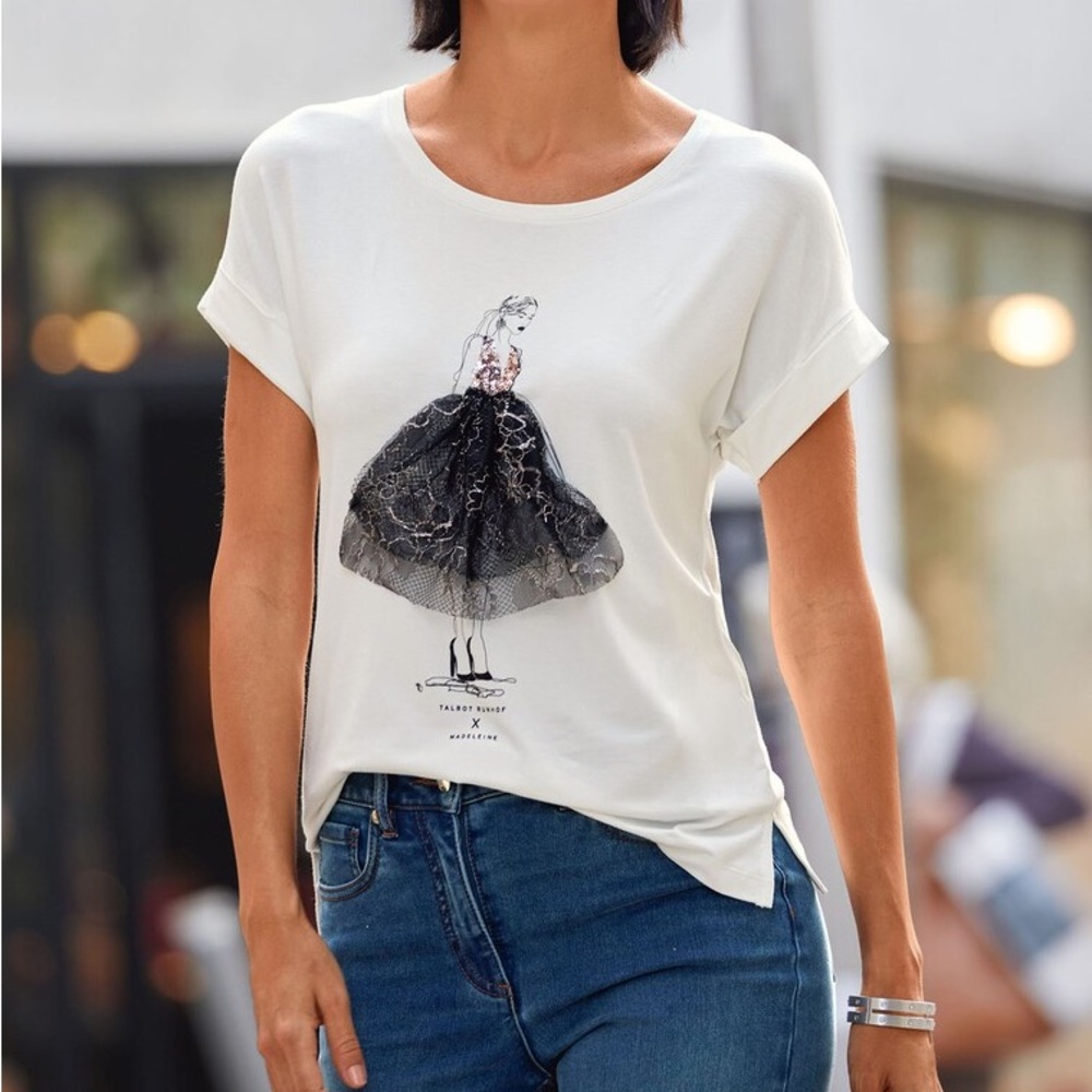 TALBOT RUNHOF x MADELEINE 3D stylish design shirt with boat neckline Size XL